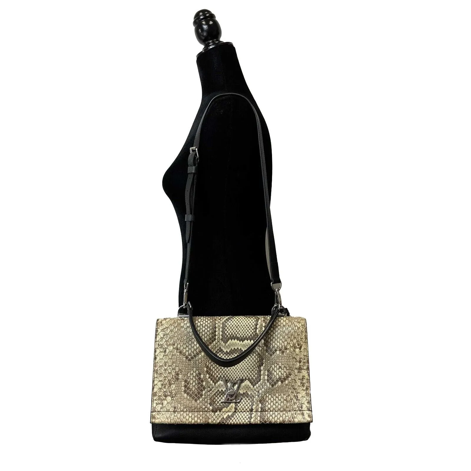 Louis Vuitton - Lockme II Handbag Leather with Python Top Handle / Shoulder Bag