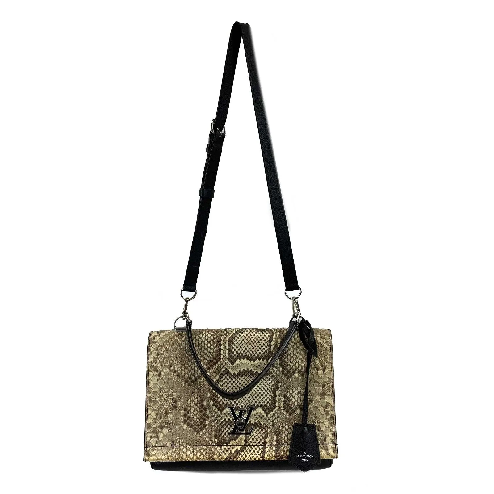 Louis Vuitton - Lockme II Handbag Leather with Python Top Handle / Shoulder Bag