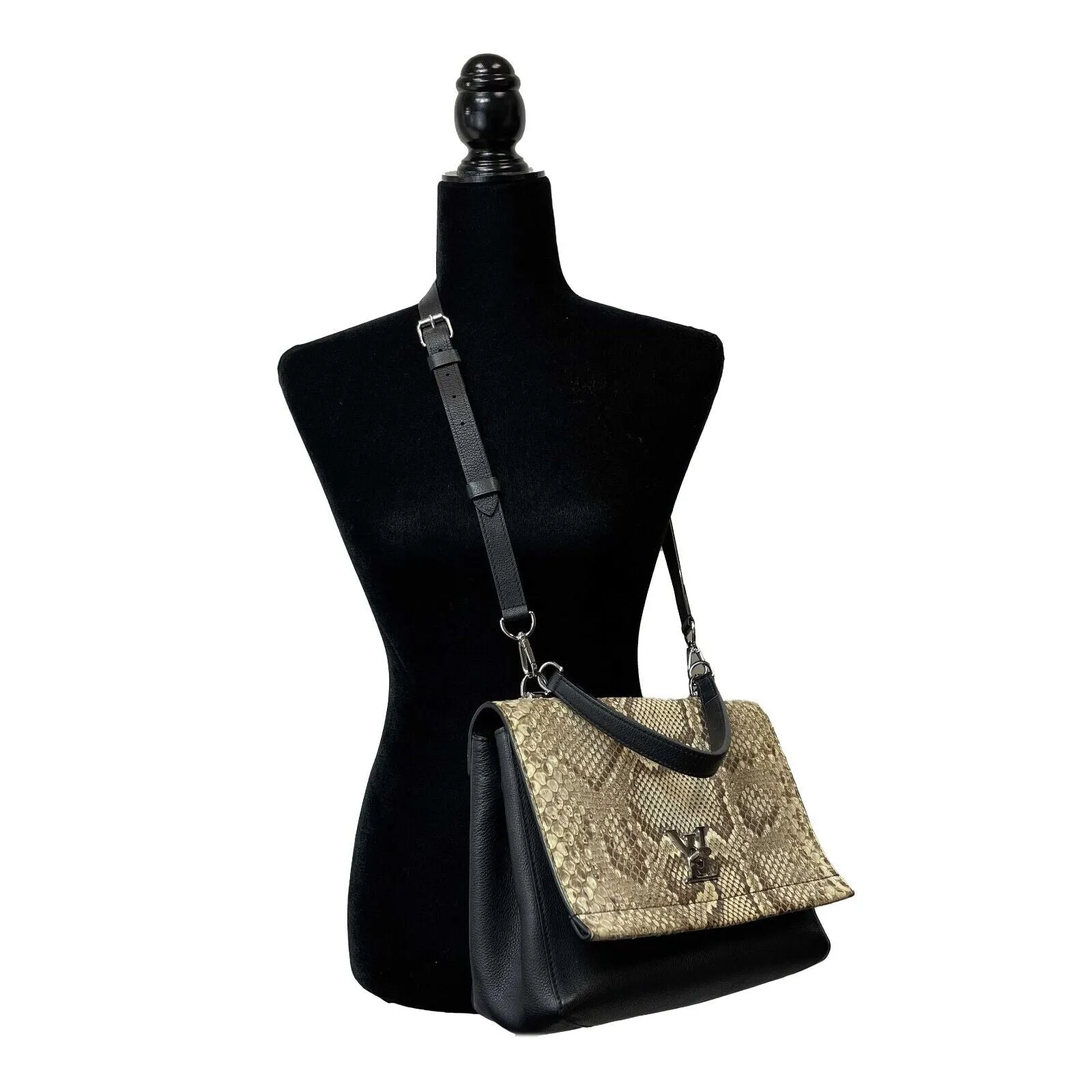 Louis Vuitton - Lockme II Handbag Leather with Python Top Handle / Shoulder Bag