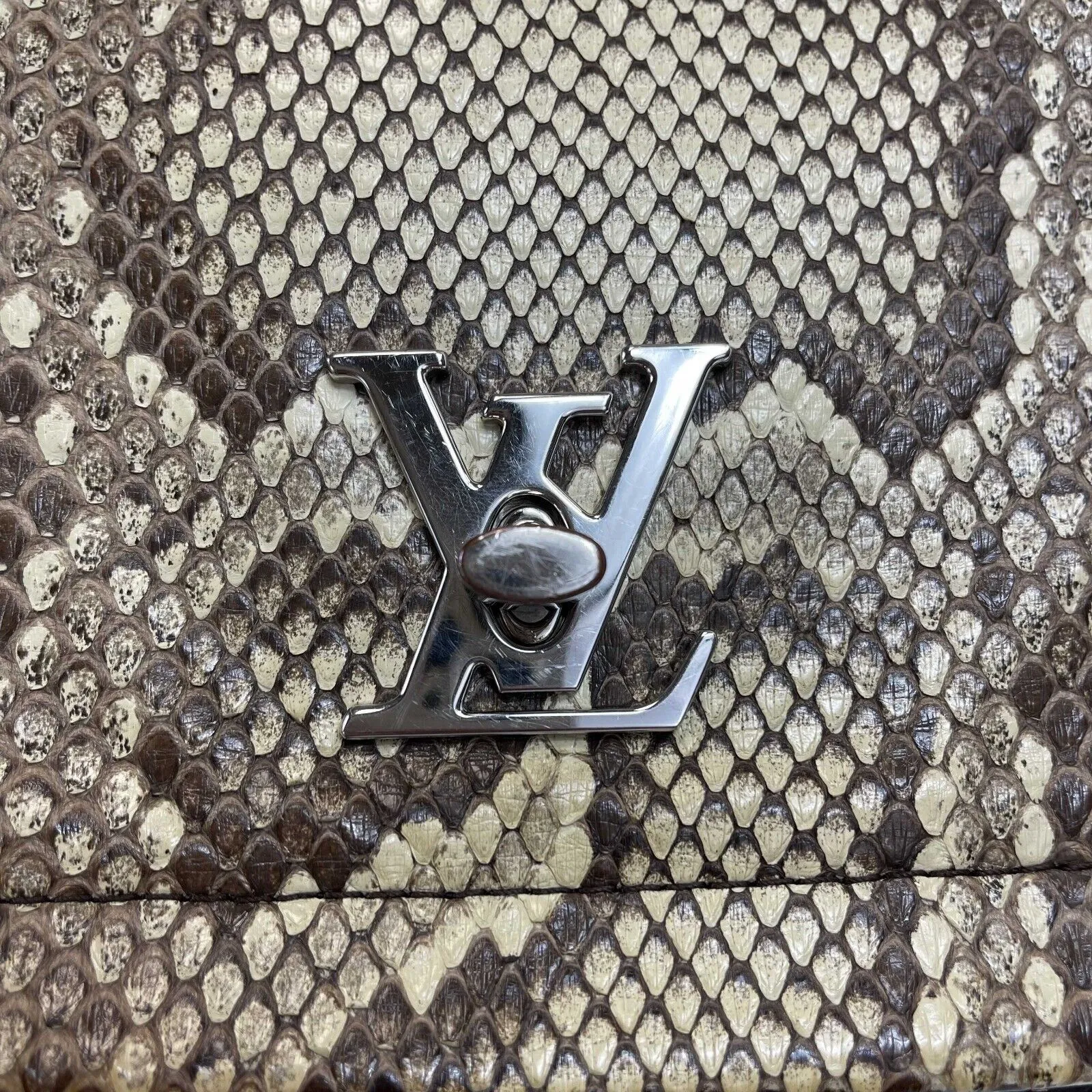 Louis Vuitton - Lockme II Handbag Leather with Python Top Handle / Shoulder Bag