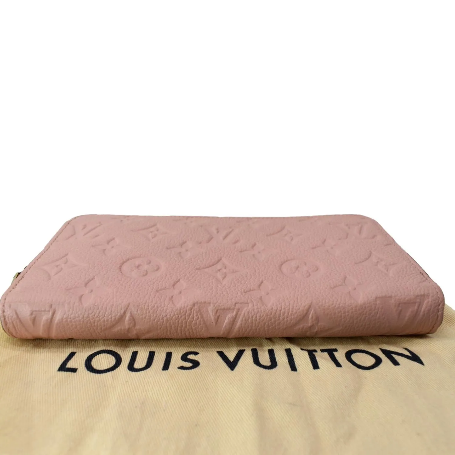 LOUIS VUITTON Monogram Empreinte Leather Zippy Wallet Rose Poudre Pink