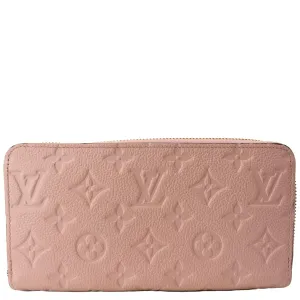 LOUIS VUITTON Monogram Empreinte Leather Zippy Wallet Rose Poudre Pink