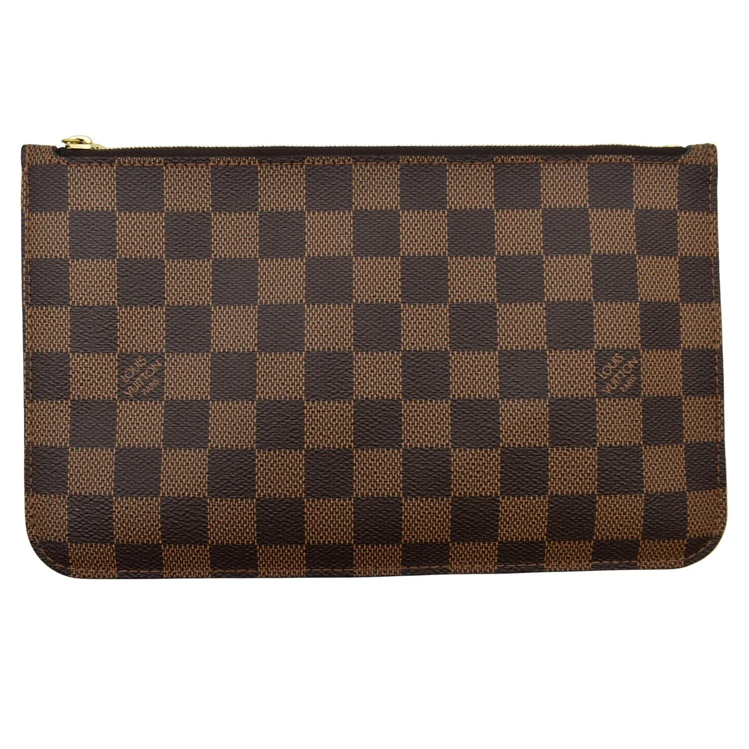 LOUIS VUITTON Neverfull MM Damier Ebene Pochette Wristlet Pouch Brown