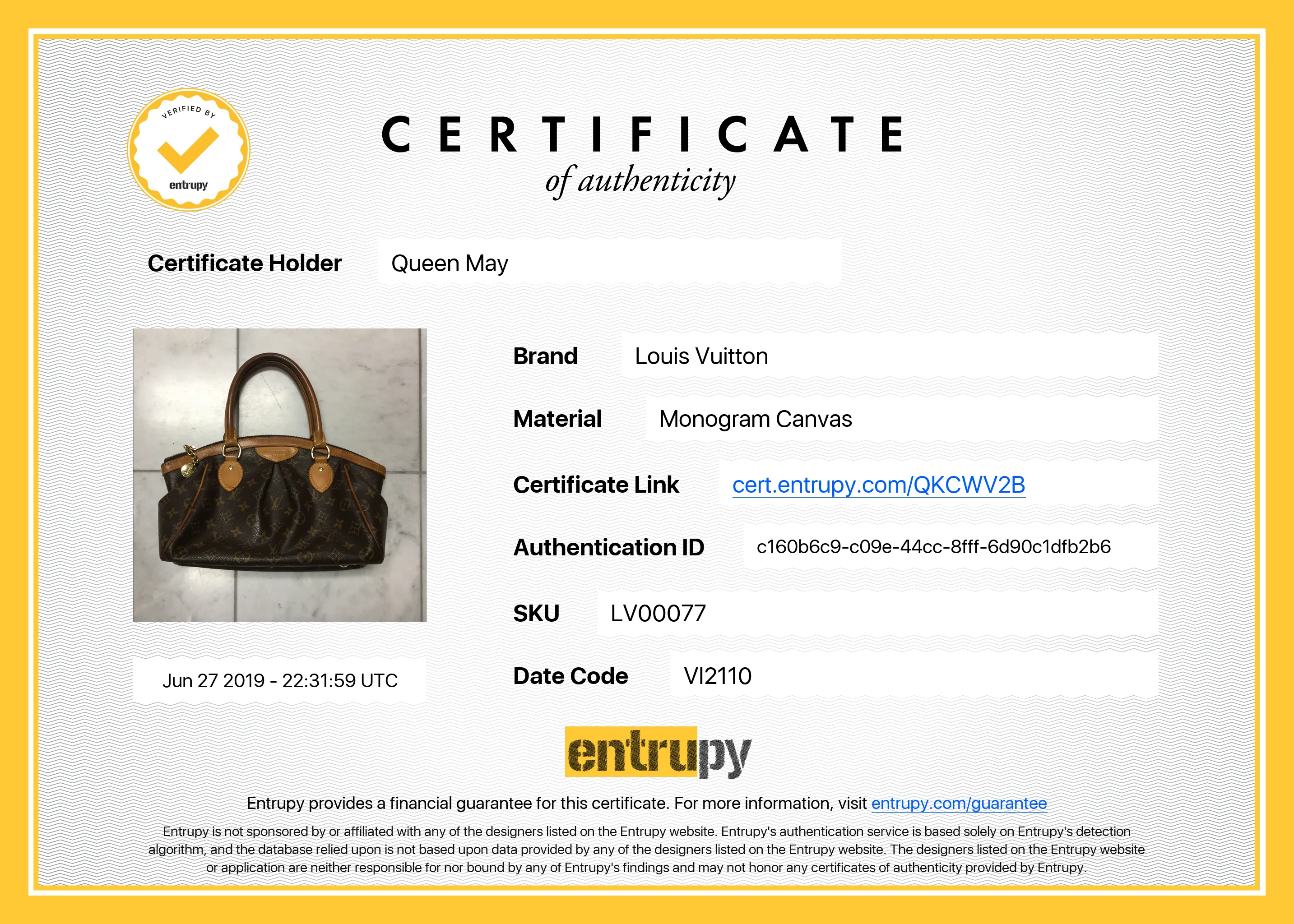 Louis Vuitton Tivoli PM Monogram Hand Bag