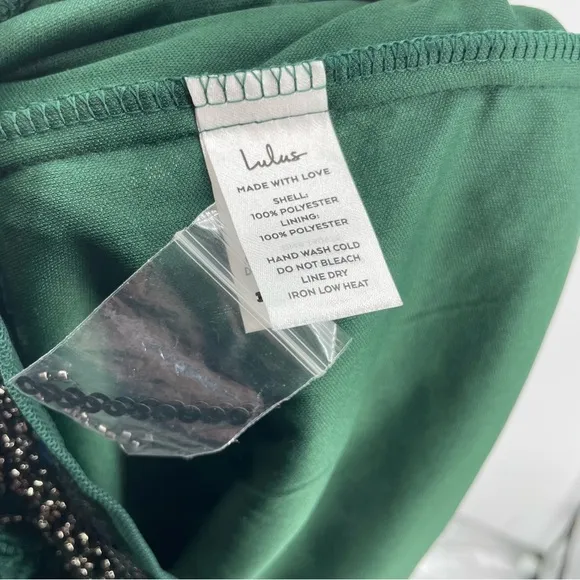 Lulus Spread Your Shine Emerald Green Sequin Embroidered Bodycon Dress Sz XS