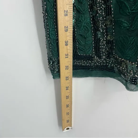 Lulus Spread Your Shine Emerald Green Sequin Embroidered Bodycon Dress Sz XS