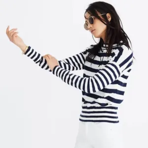 Madewell Relaxed Mockneck Sweater In Stripe