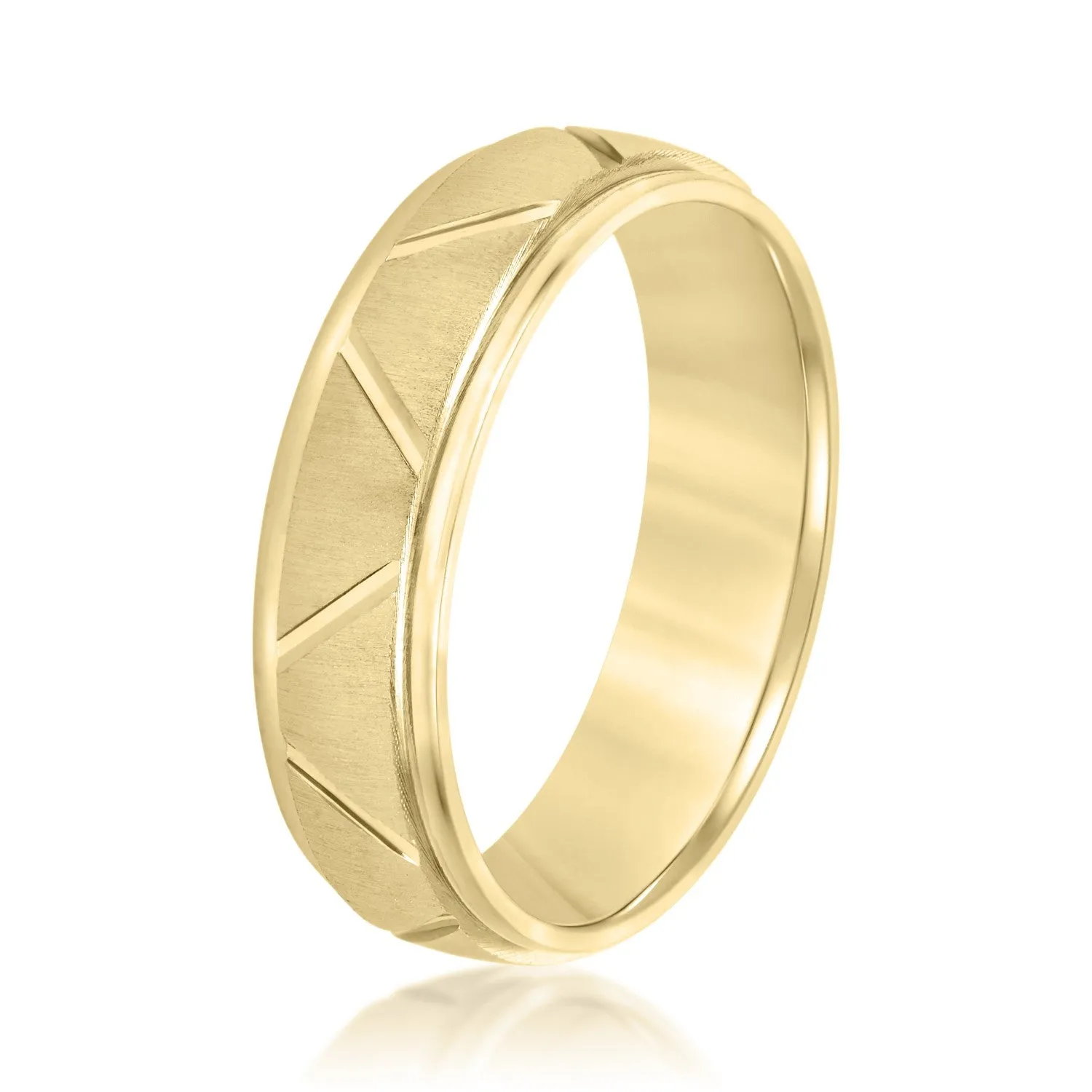 Men's Diagonal Cut Textured Wedding Band
