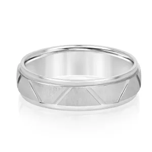Men's Diagonal Cut Textured Wedding Band