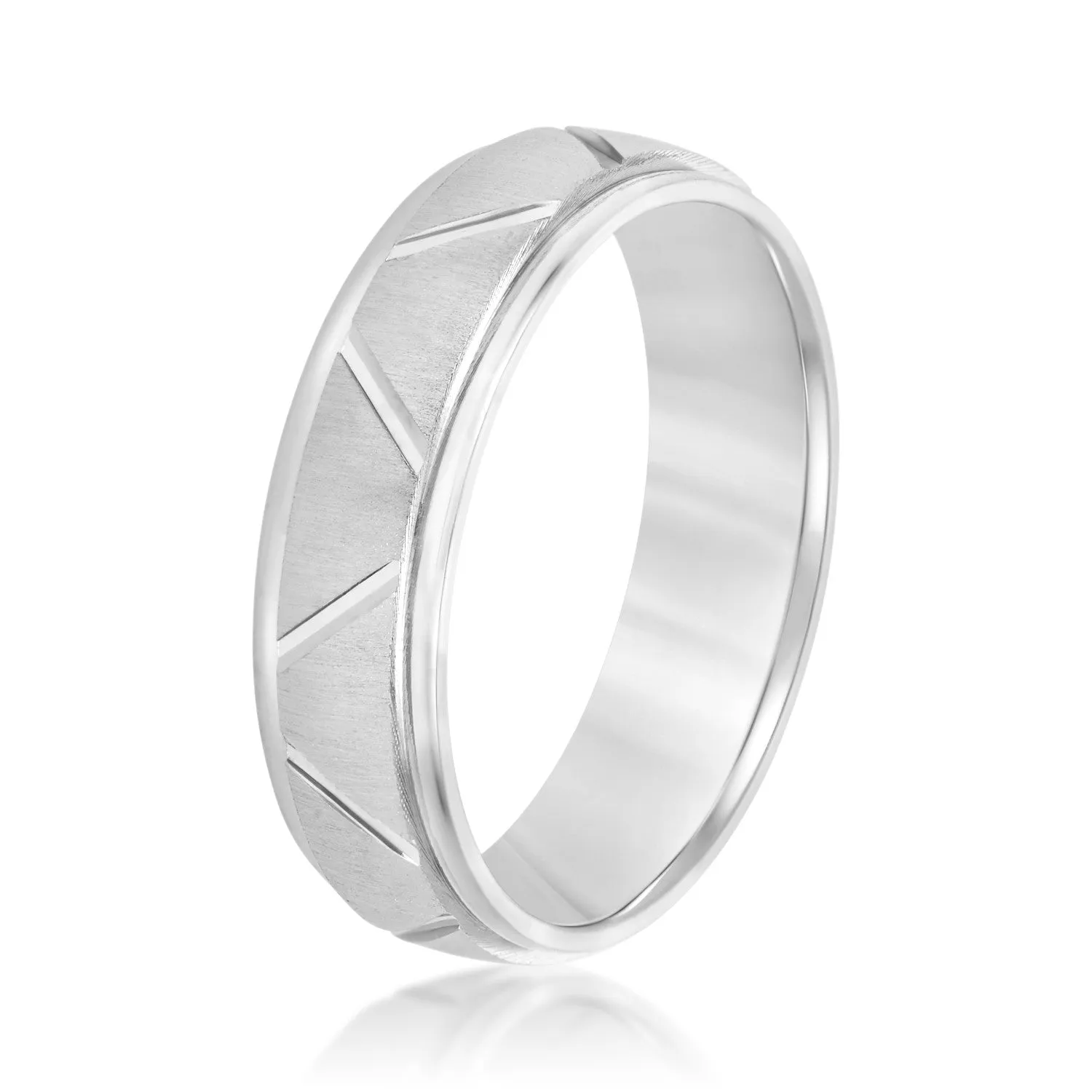 Men's Diagonal Cut Textured Wedding Band