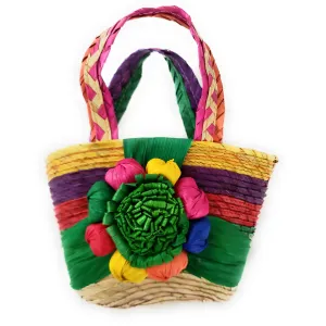 Mexican Floral Palm Bag  Handmade  Candy Bag Flower Straw Bag