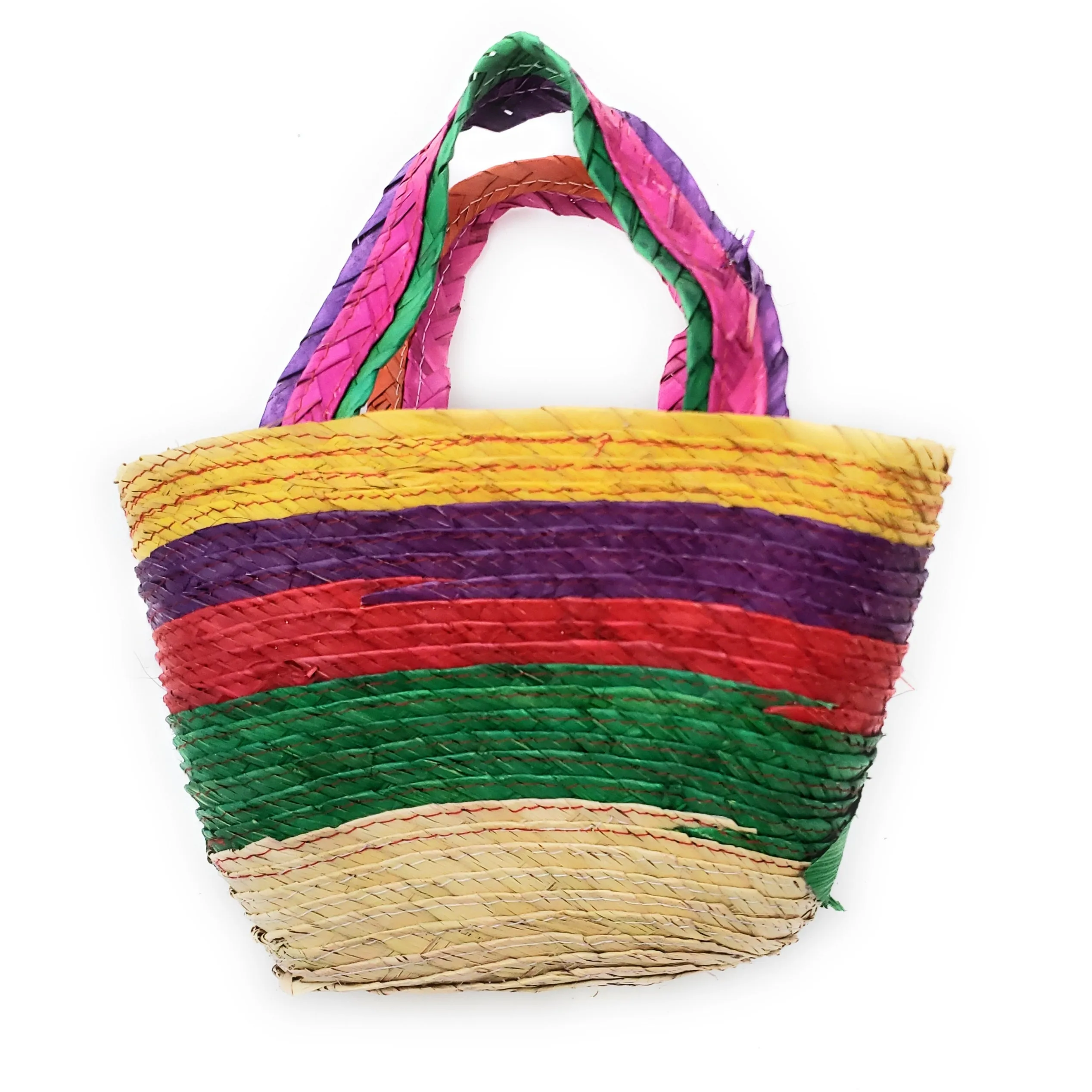 Mexican Floral Palm Bag  Handmade  Candy Bag Flower Straw Bag