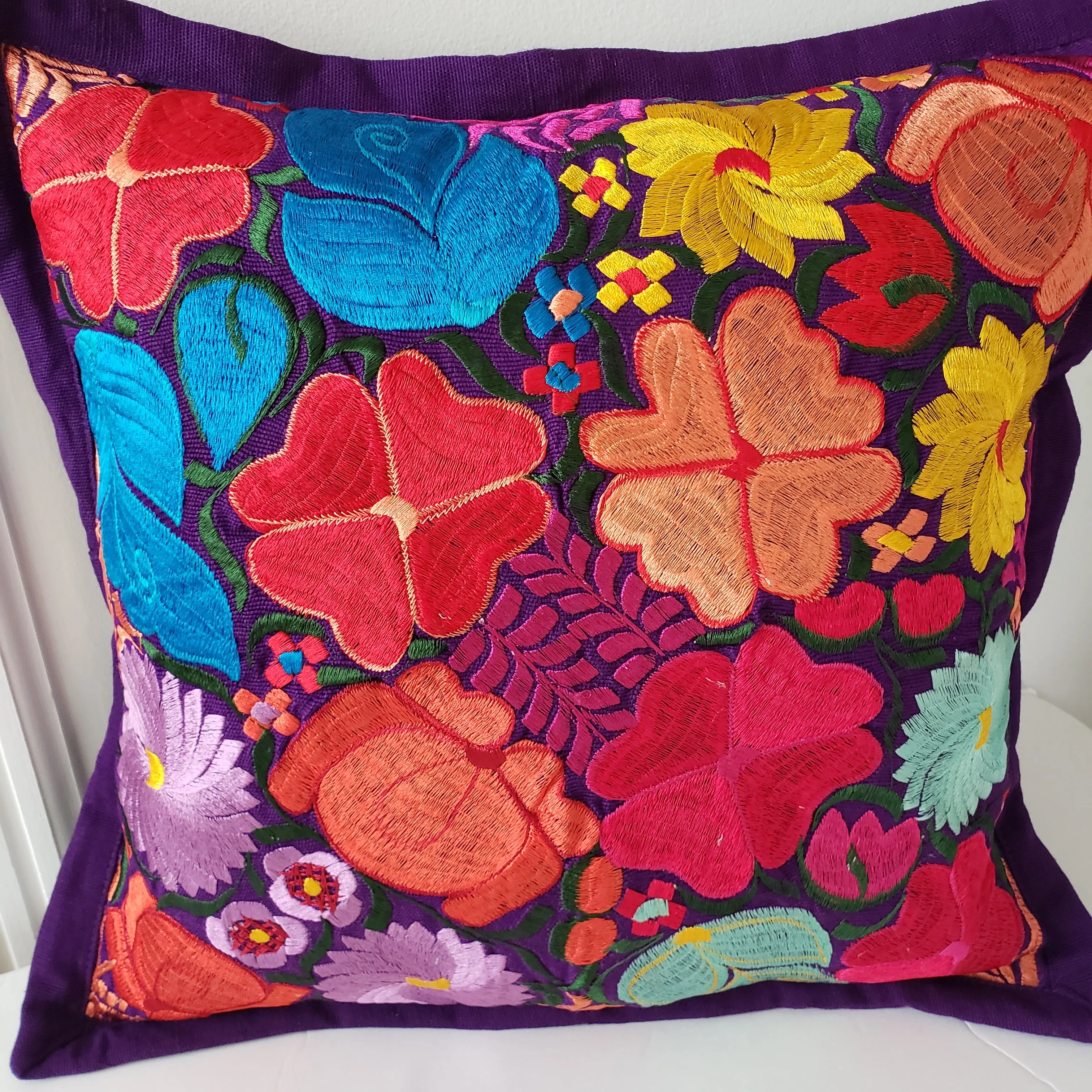 Mexican Pillow Cover Oaxaca Handmade Embroidered Decorative Pillow Case