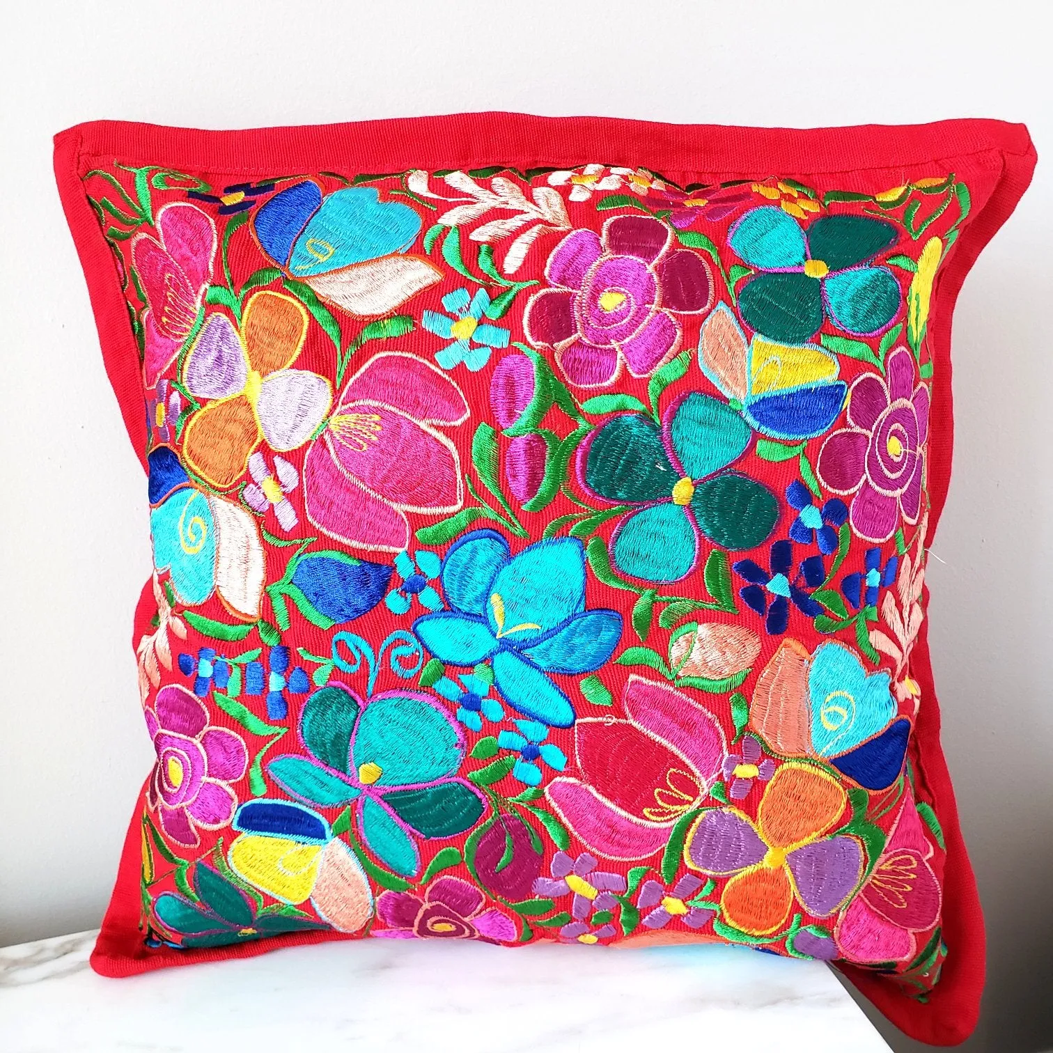 Mexican Pillow Cover Oaxaca Handmade Embroidered Decorative Pillow Case