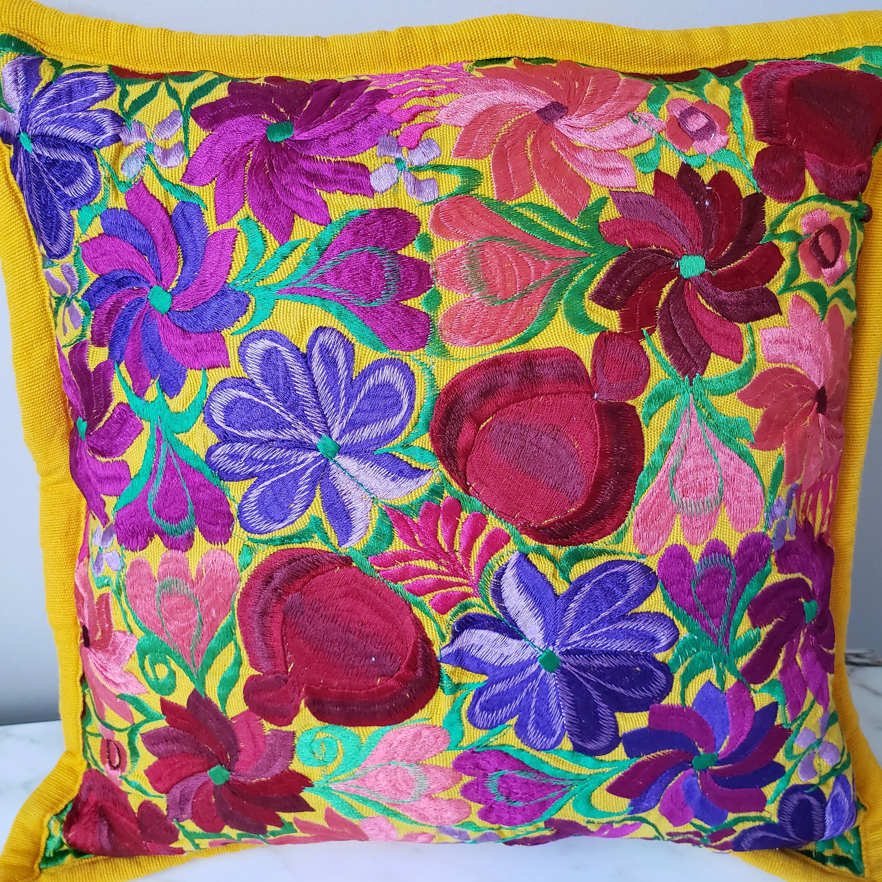Mexican Pillow Cover Oaxaca Handmade Embroidered Decorative Pillow Case