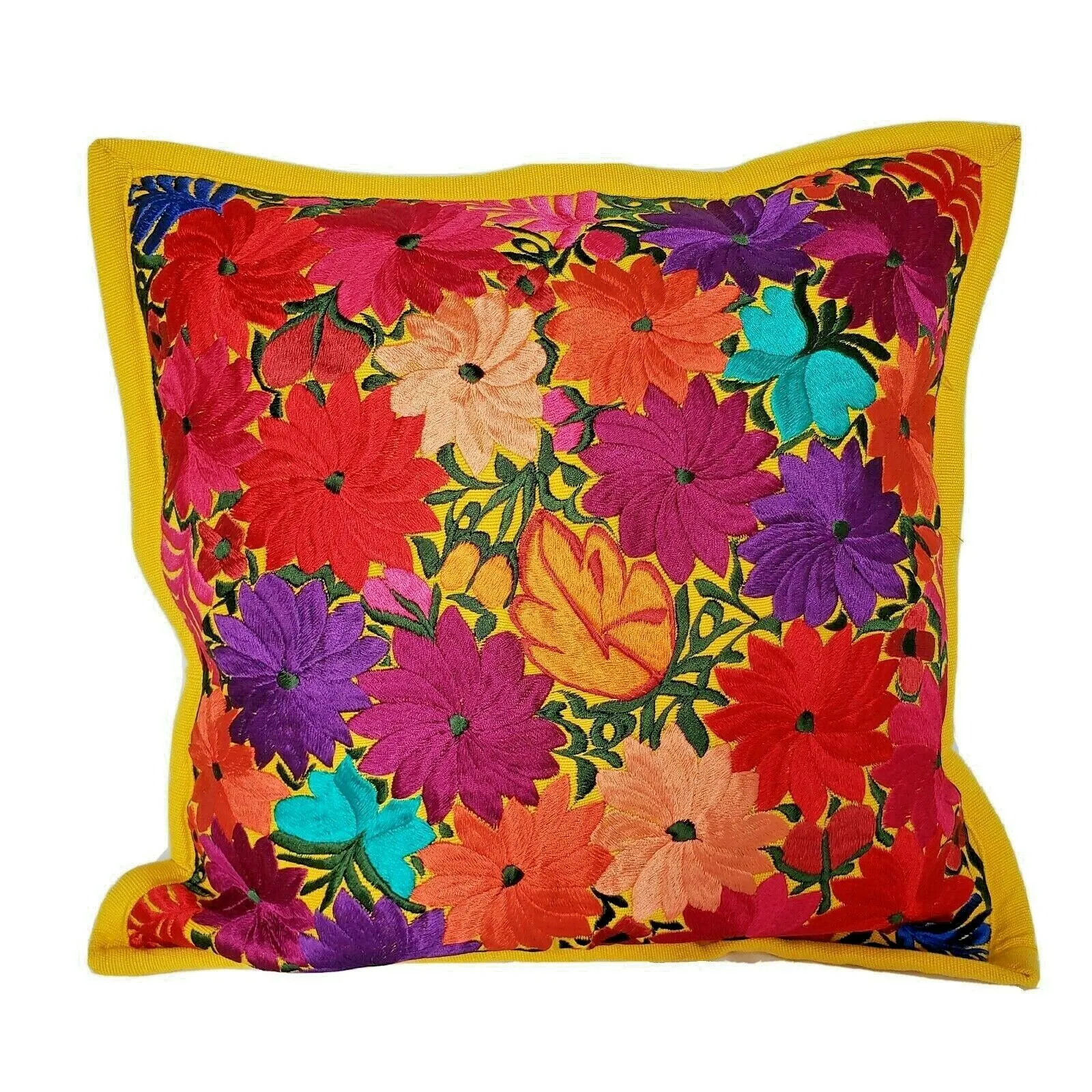 Mexican Pillow Cover Oaxaca Handmade Embroidered Decorative Pillow Case