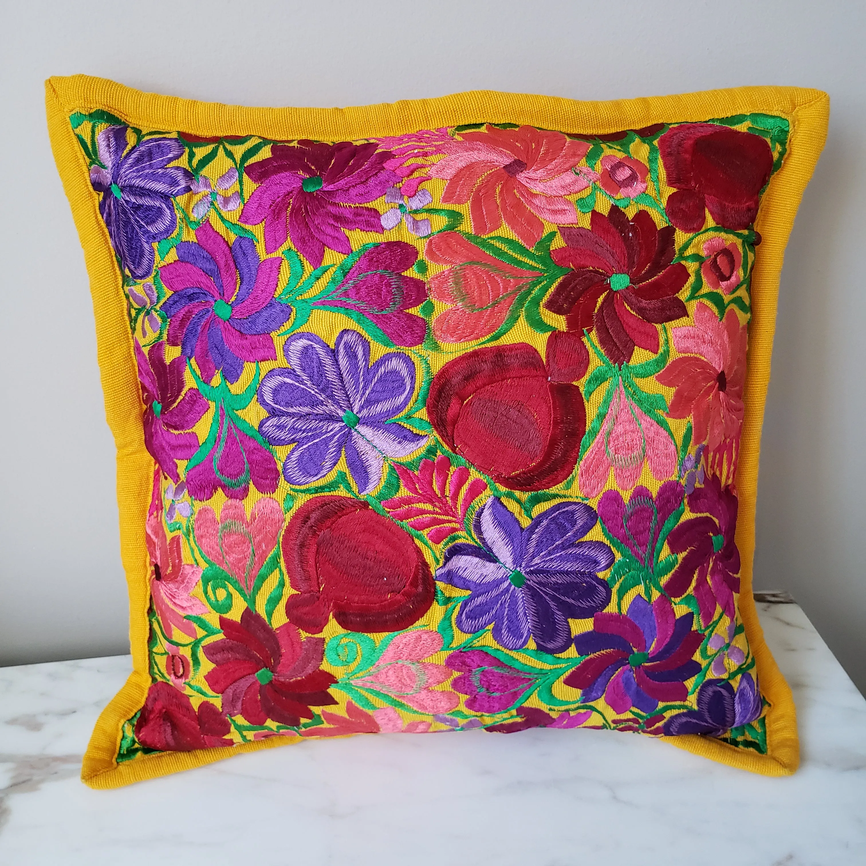 Mexican Pillow Cover Oaxaca Handmade Embroidered Decorative Pillow Case