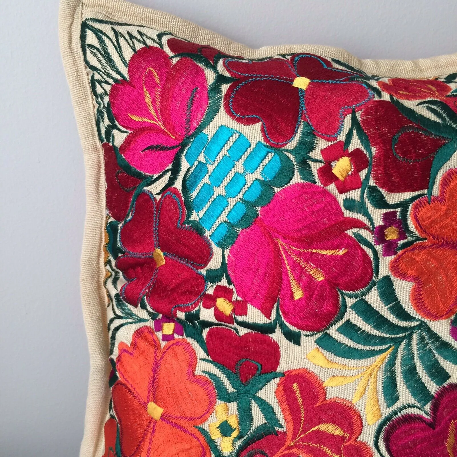 Mexican Pillow Cover Oaxaca Handmade Embroidered Decorative Pillow Case