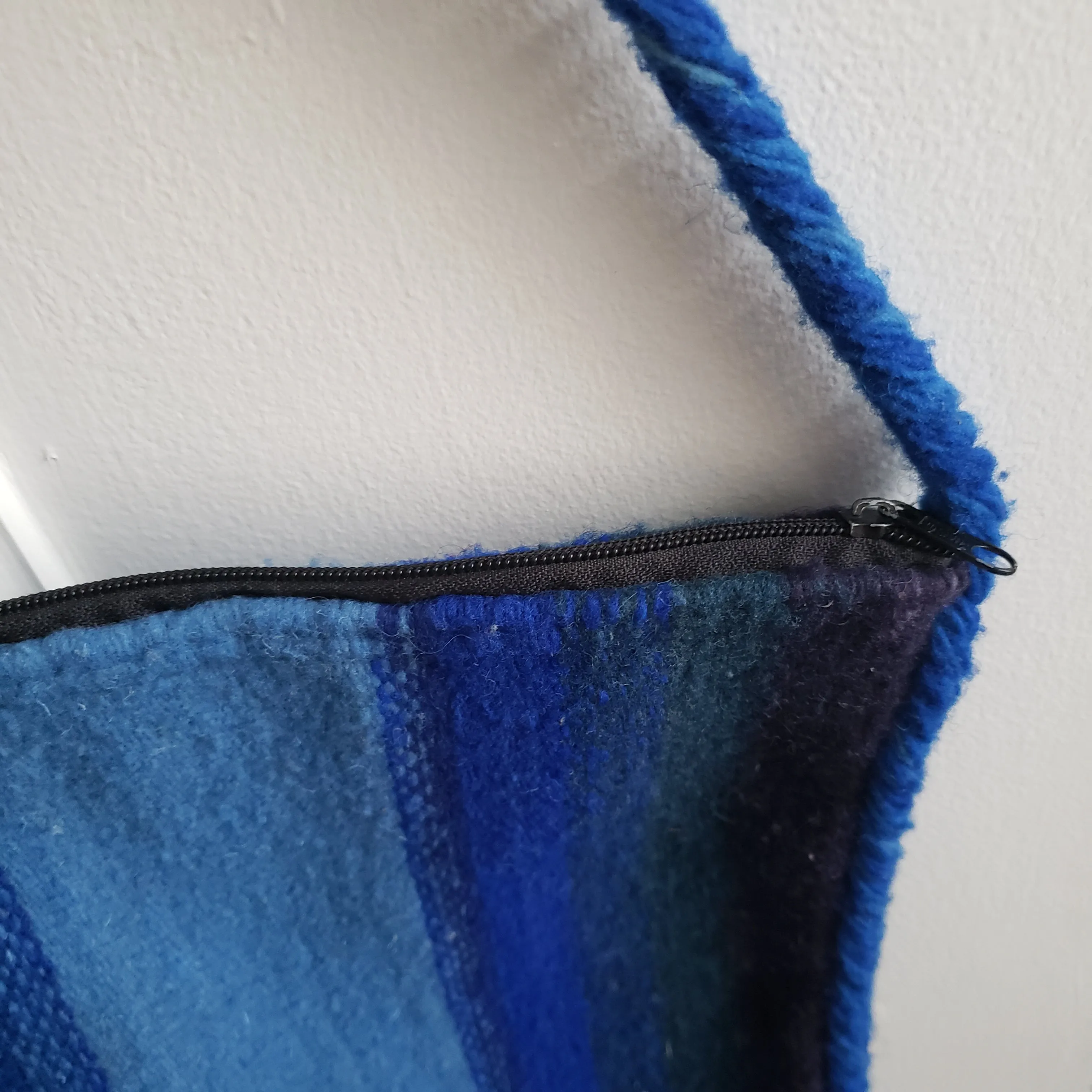 Mexican Zapotec Woven Wool Blue Bag Purse Oaxaca Handmade