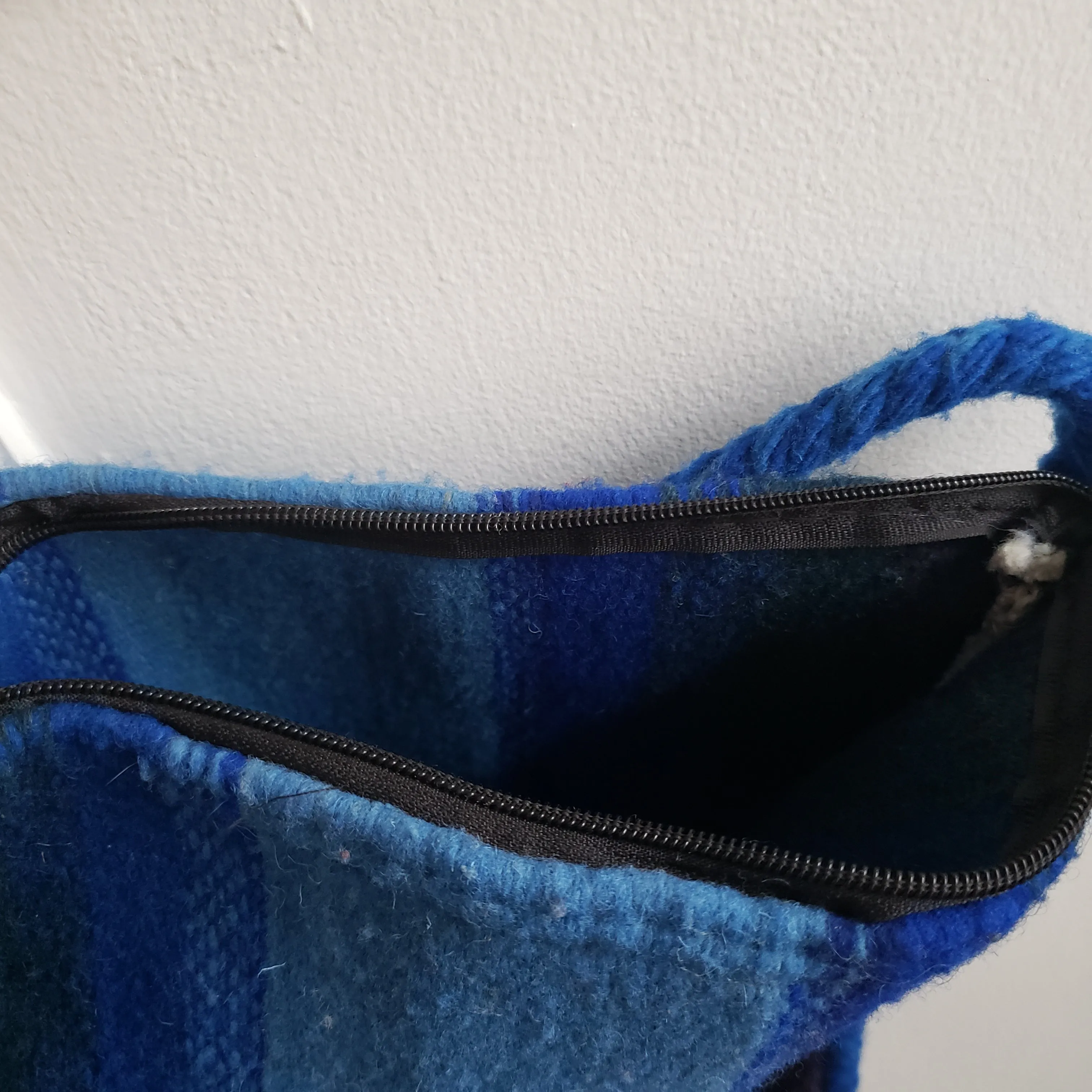 Mexican Zapotec Woven Wool Blue Bag Purse Oaxaca Handmade