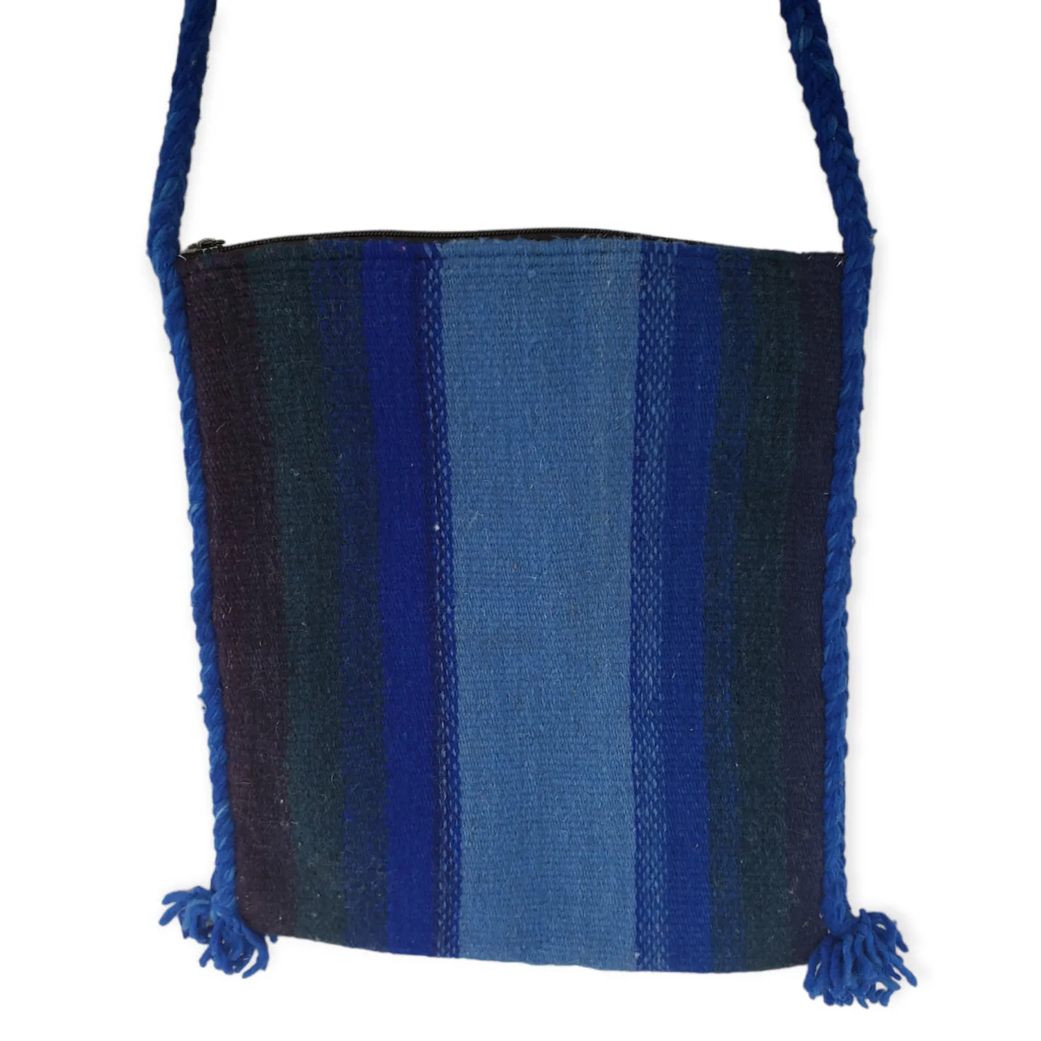 Mexican Zapotec Woven Wool Blue Bag Purse Oaxaca Handmade