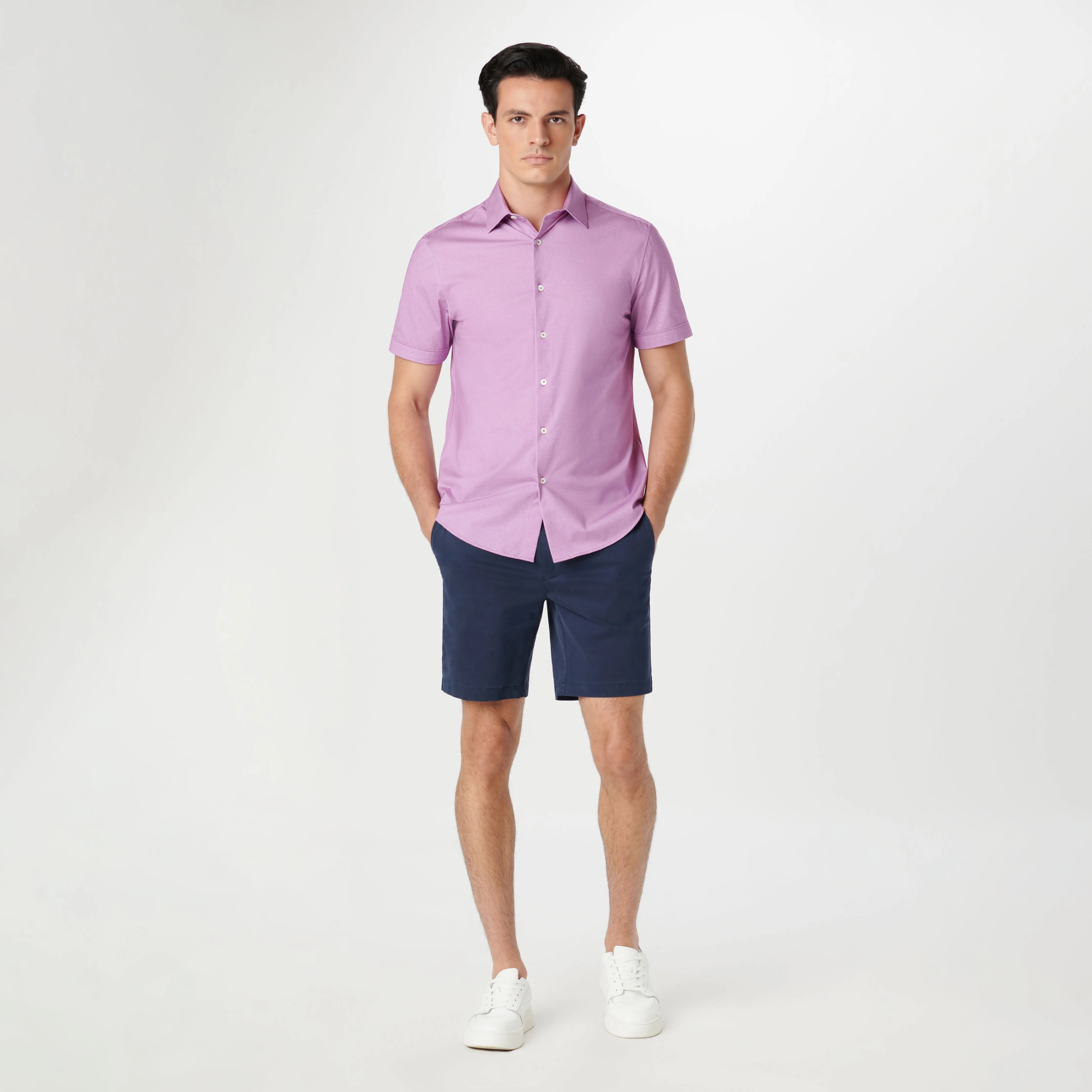 Miles Diagonal Pin Stripe OoohCotton Short Sleeve Shirt