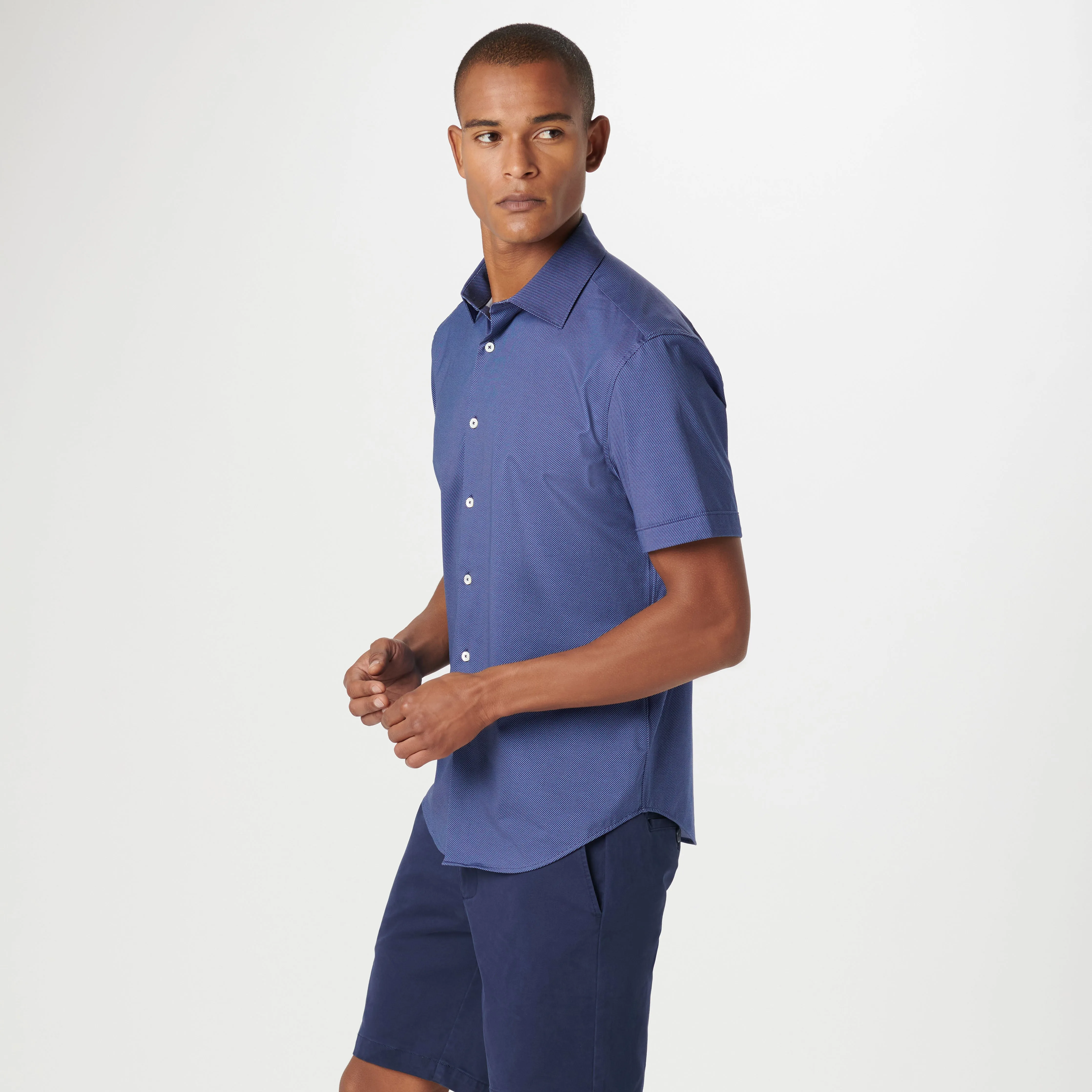 Miles Diagonal Pin Stripe OoohCotton Short Sleeve Shirt