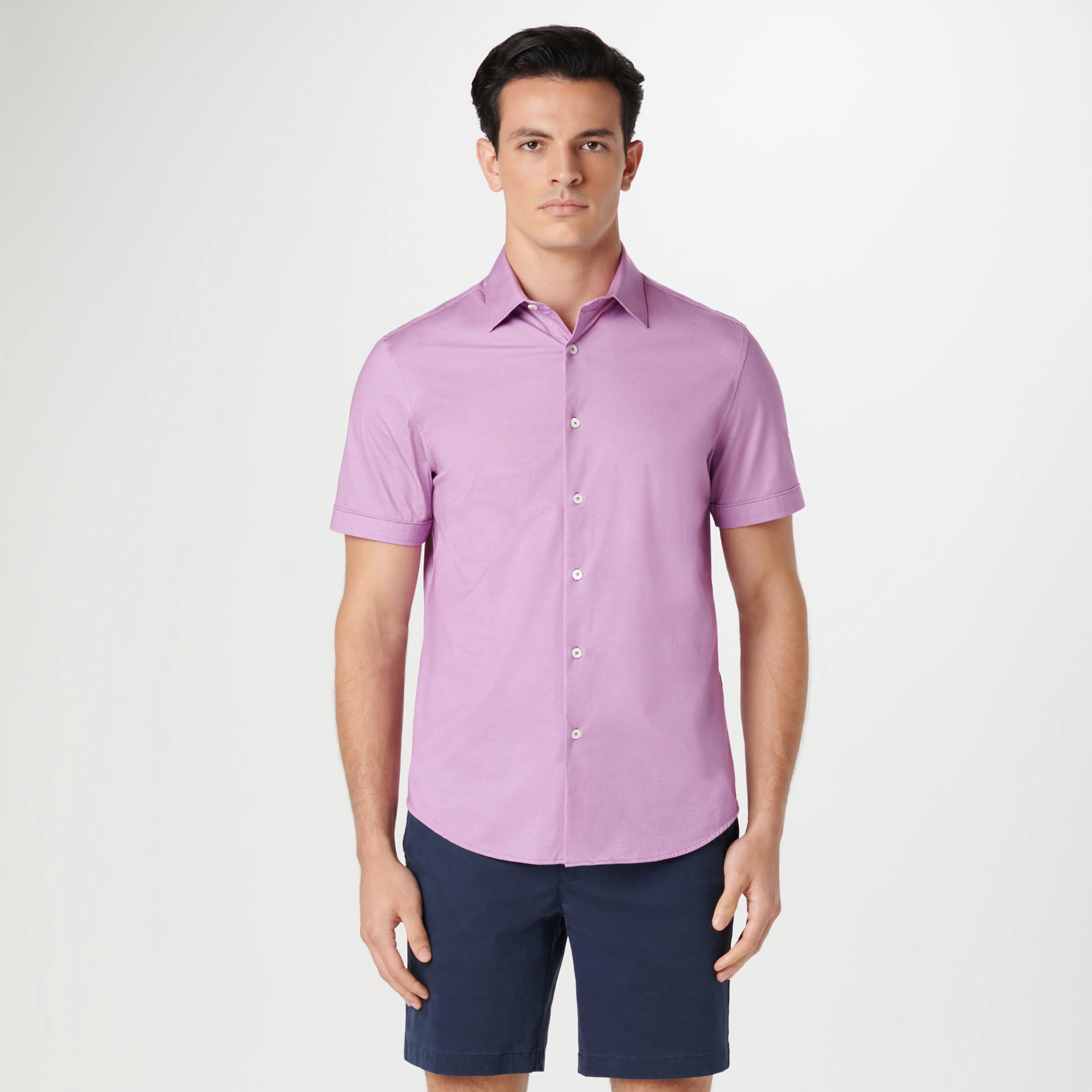 Miles Diagonal Pin Stripe OoohCotton Short Sleeve Shirt