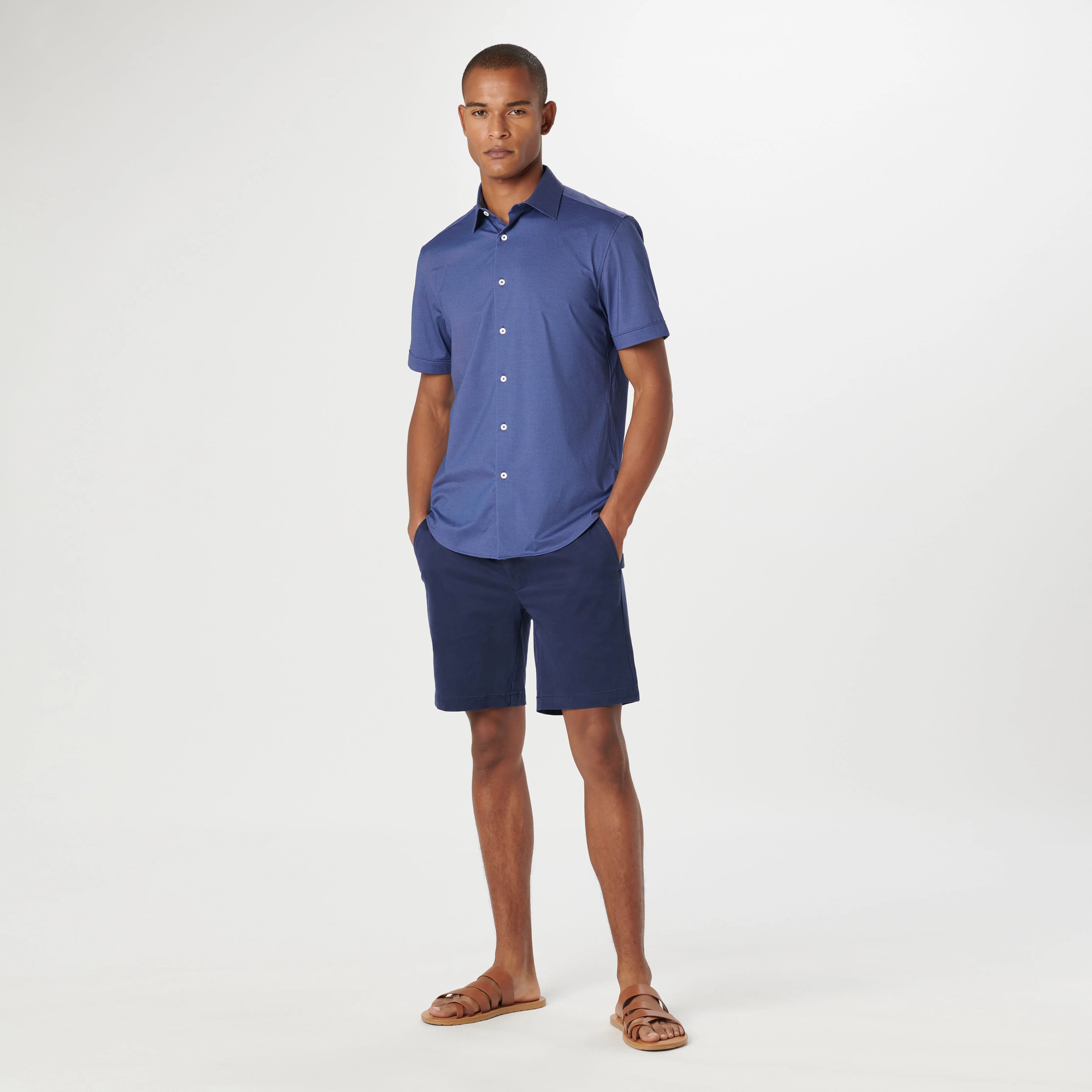 Miles Diagonal Pin Stripe OoohCotton Short Sleeve Shirt