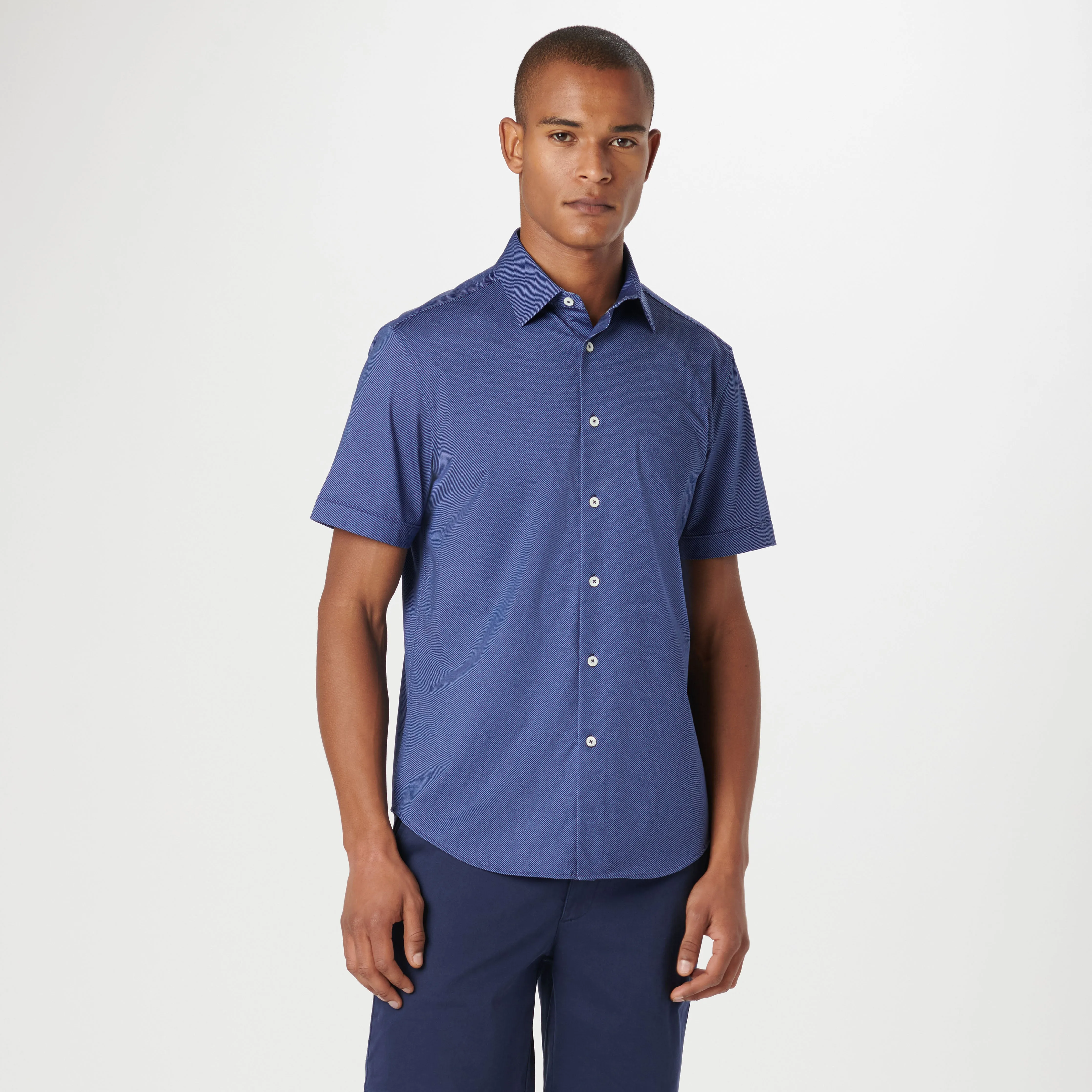 Miles Diagonal Pin Stripe OoohCotton Short Sleeve Shirt