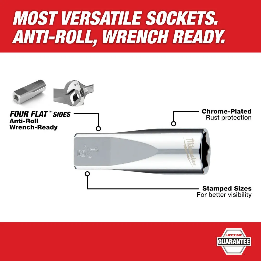 Milwaukee 48-22-9486 106pc 1/4" and 3/8" Metric & SAE Ratchet and Socket Set with PACKOUT Low-Profile Organizer