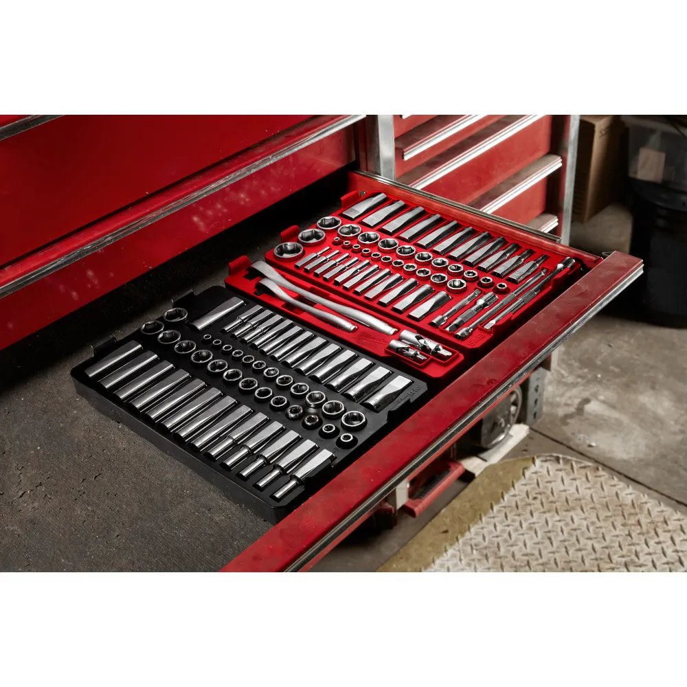 Milwaukee 48-22-9486 106pc 1/4" and 3/8" Metric & SAE Ratchet and Socket Set with PACKOUT Low-Profile Organizer