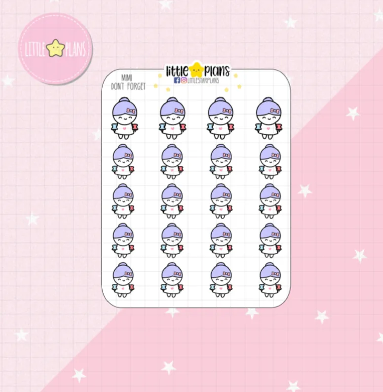 Mimi Don't Forget, Reminder, Important Planner Stickers