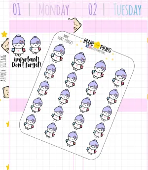 Mimi Don't Forget, Reminder, Important Planner Stickers