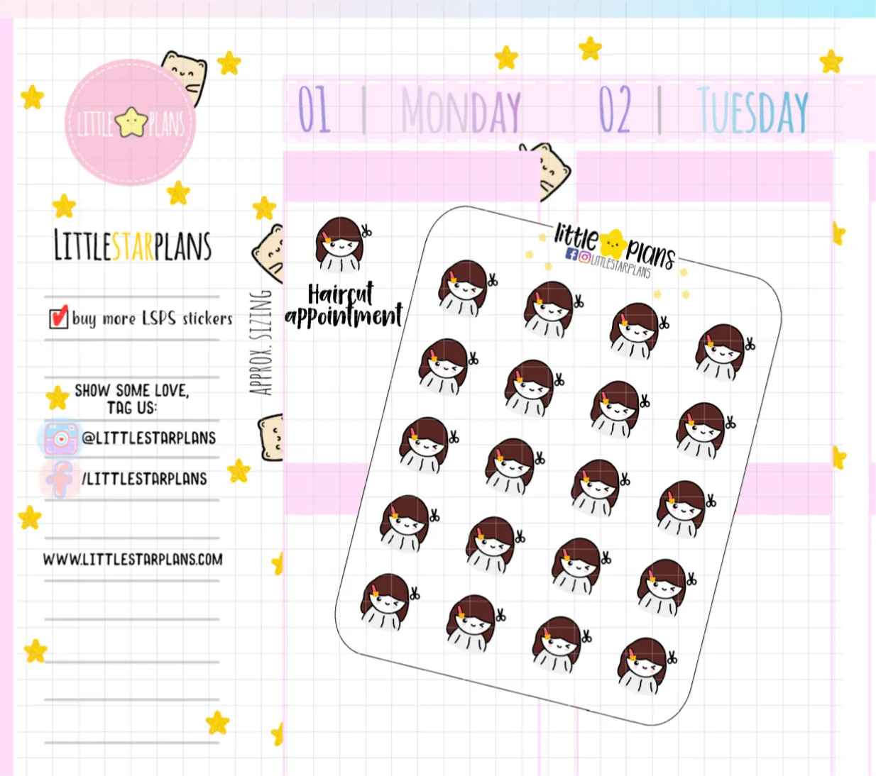 Mimi Haircut Appointment, Hairdo V2 Planner Stickers (M177)