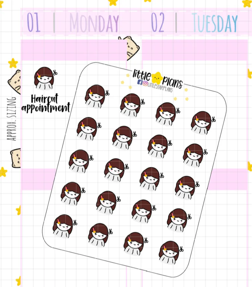 Mimi Haircut Appointment, Hairdo V2 Planner Stickers (M177)