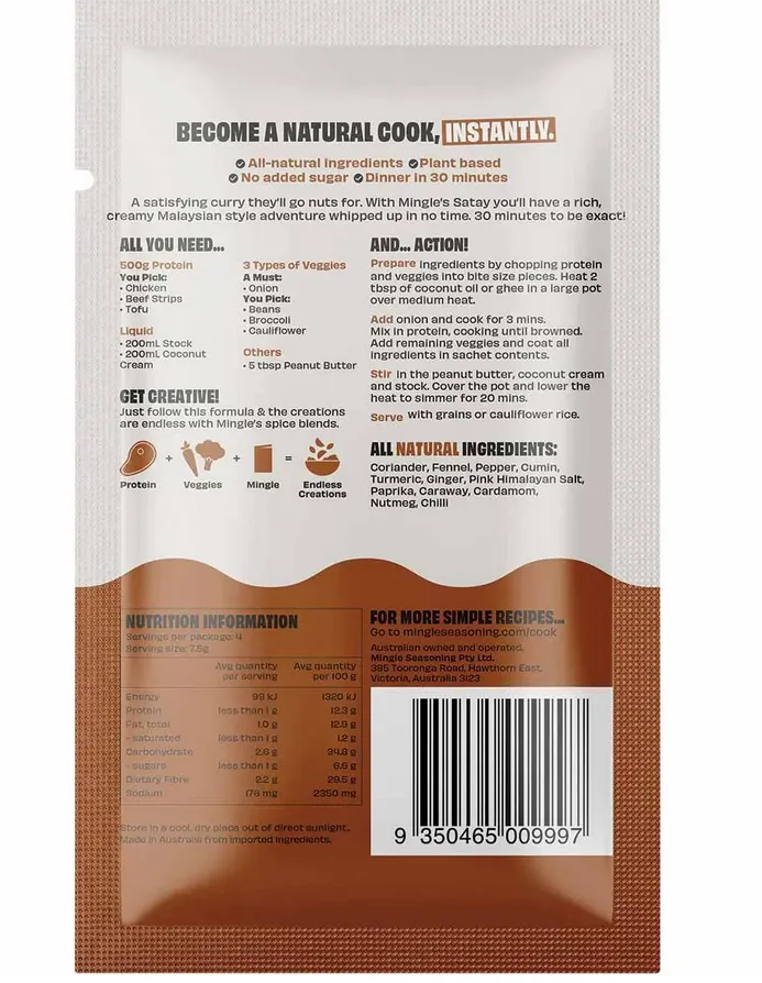 Mingle Satay All Natural Recipe Base 30g