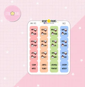 Mini - Monthly Tabs in Solid Colors or Cotton Candy