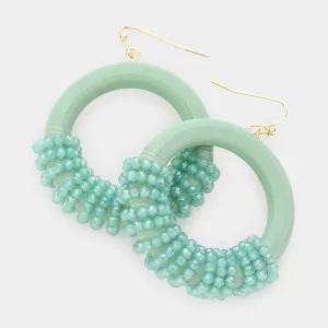 Mint Bead Wrapped Circle Fun Fashion Earrings | Runway Earrings | 571845