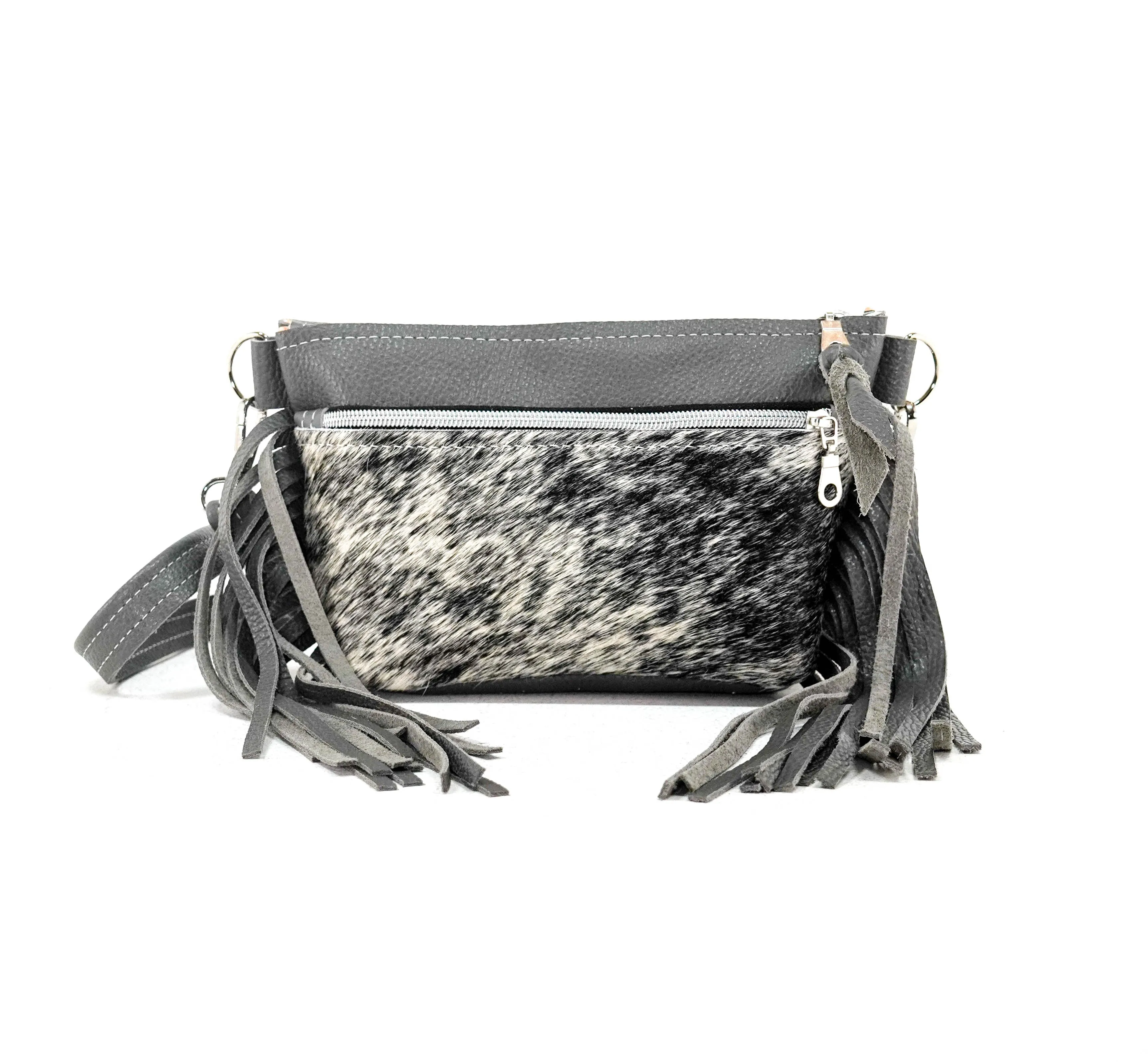 Miss Kitty - Black & White w/ Grey Pebble Leather