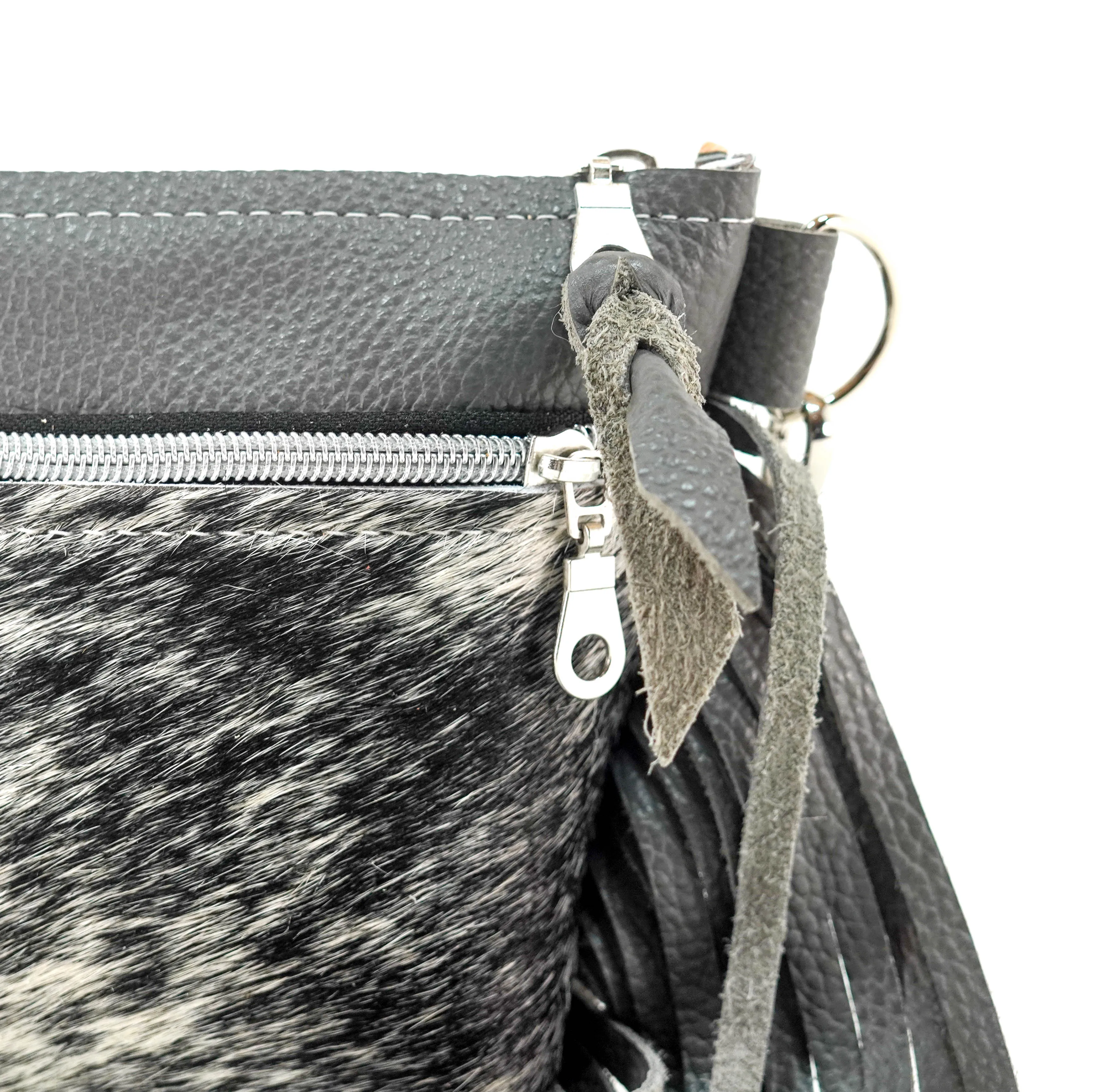 Miss Kitty - Black & White w/ Grey Pebble Leather