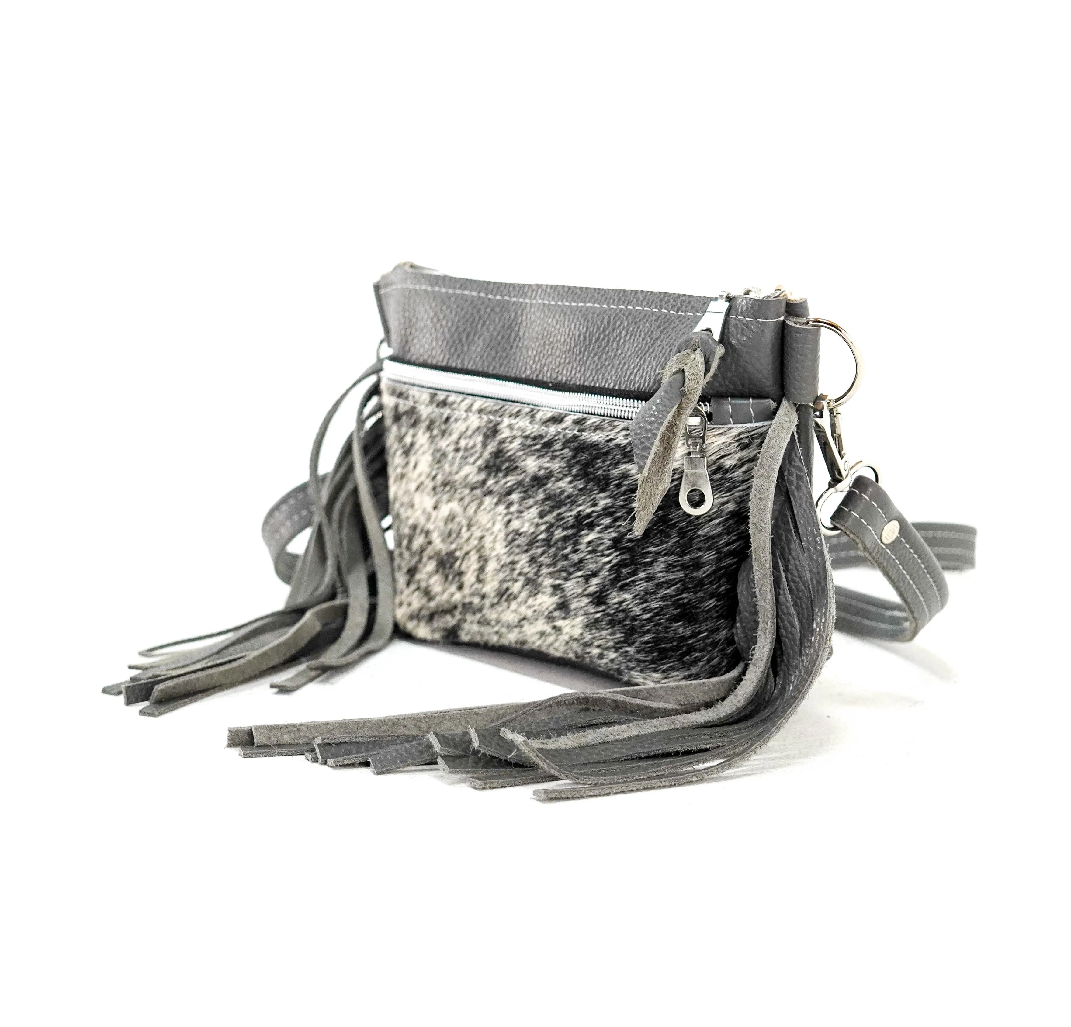 Miss Kitty - Black & White w/ Grey Pebble Leather