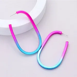 Multi-Color Elongated Hoop Earrings | 2.8" | Fun Fashion Earrings |  611638
