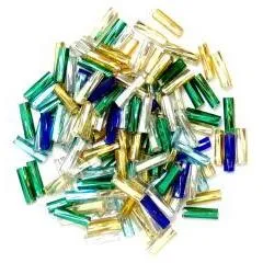 Multicolour twisted bugle beads
