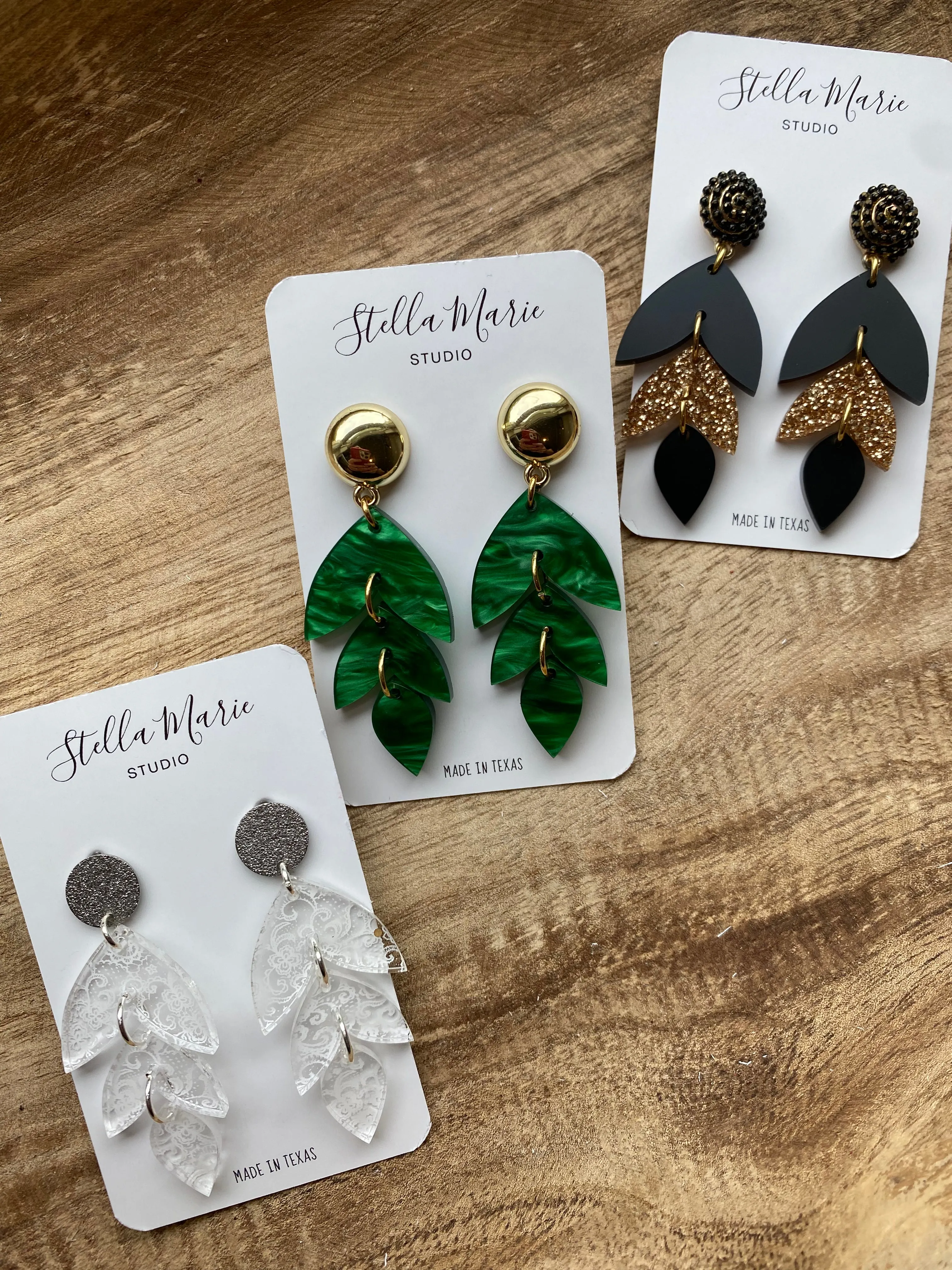 MULTIPLE COLORS: Acrylic Stacked Petal Earrings