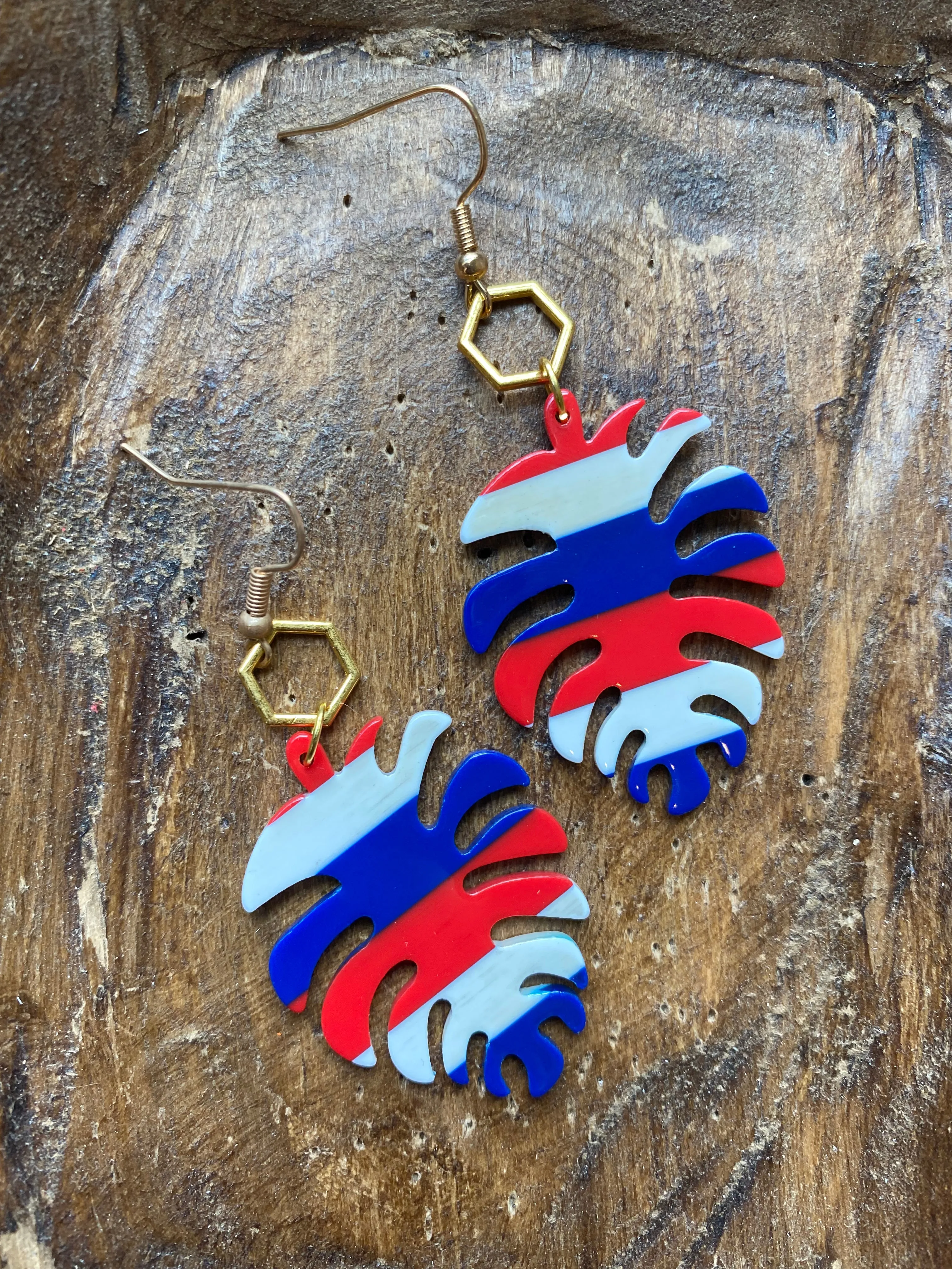 MULTIPLE COLORS: Beachy Leaf Acrylic Earrings