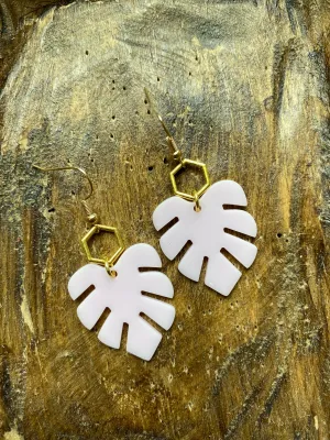 MULTIPLE COLORS: Beachy Leaf Acrylic Earrings