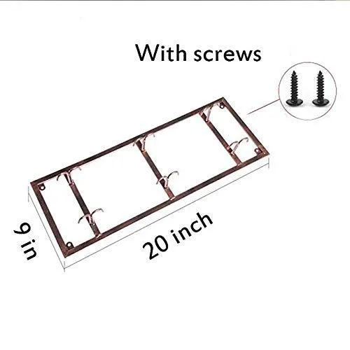 MZGH ISLAND Industry Metal Mug Drying Shelves,Under Cabinet Coffee Cup Holder,Wrought Iron Hanging Organizer Rack,12 Hooks Inverted Shelf(Bronze)