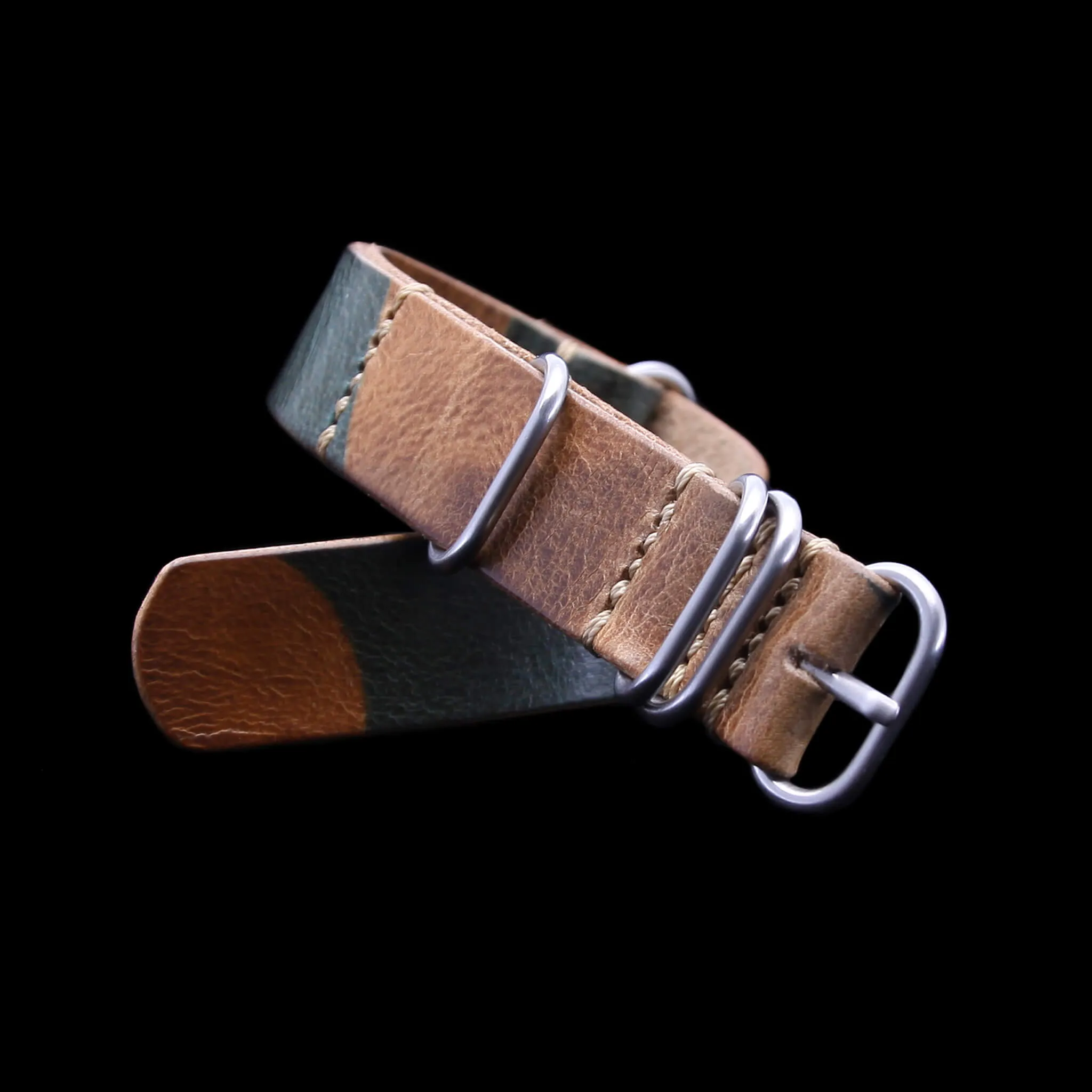 NAT2 Leather Watch Strap, 5-Ring Military 101