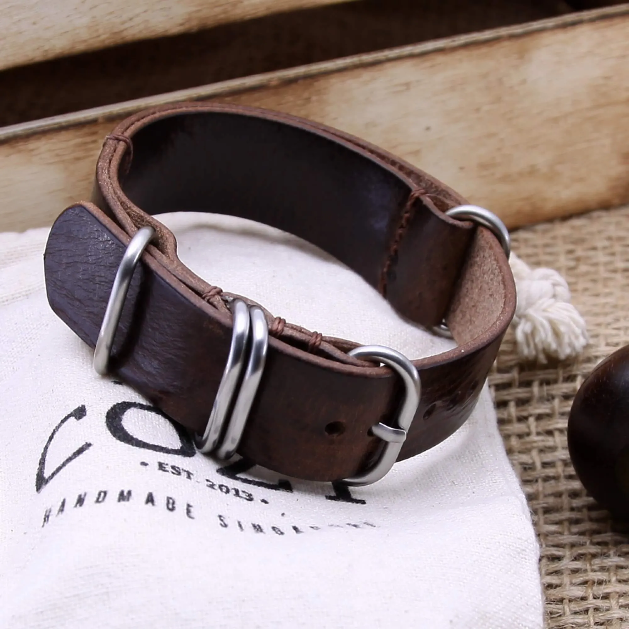 NAT2 Leather Watch Strap, 5-Ring Military 103